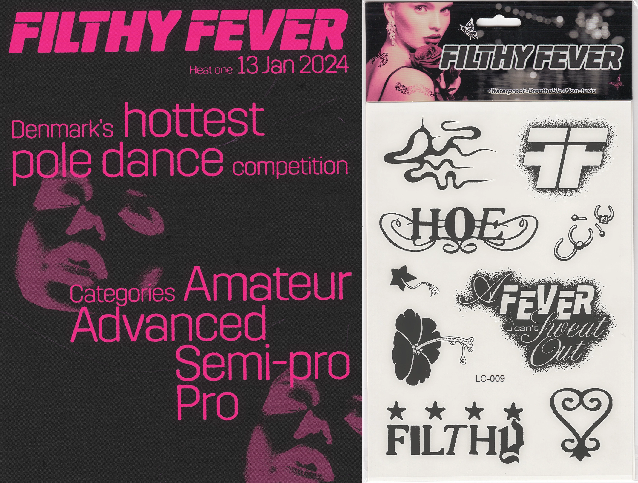 Filthy Fever poster and temporary tattoos