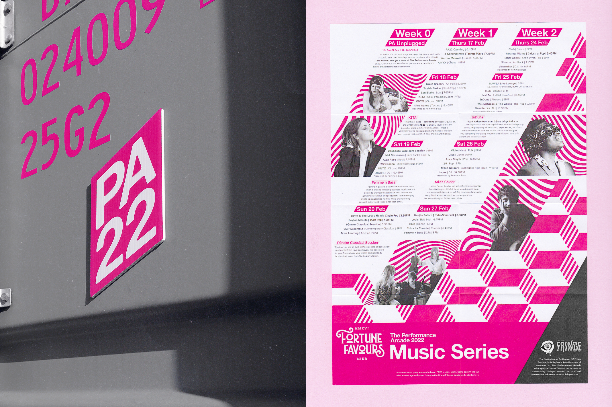 The Performance Arcade logo and schedule